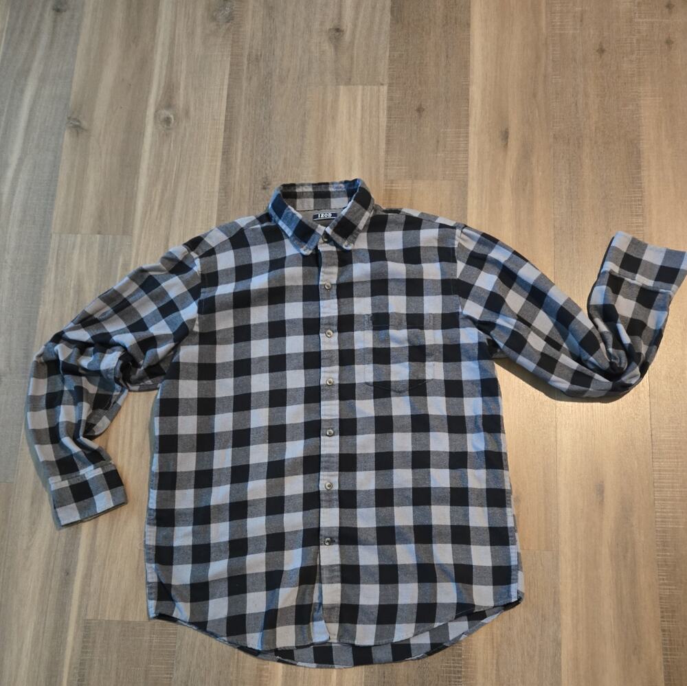 IZOD Men's Stratton Long Sleeve Button Down Flannel Shirt Blue Checkered Size XL